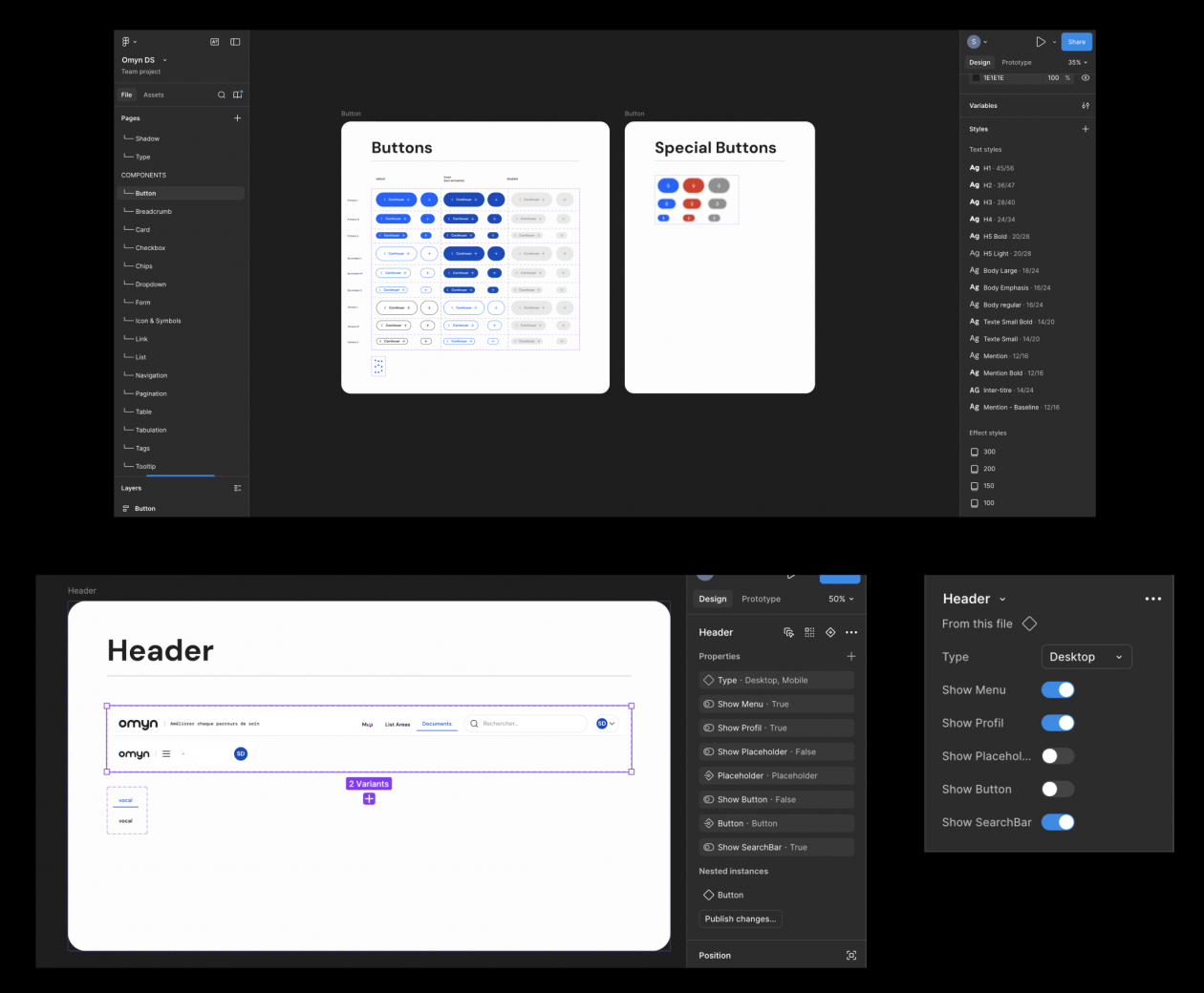 Création des composants avec variables